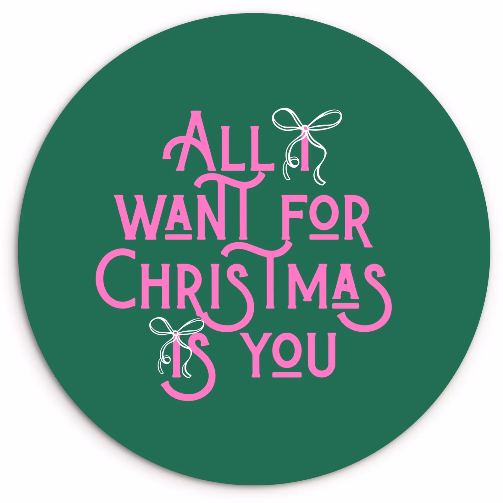 Wandcirkel - Glas - Kerst - Tekst - Roze - Groen — 1