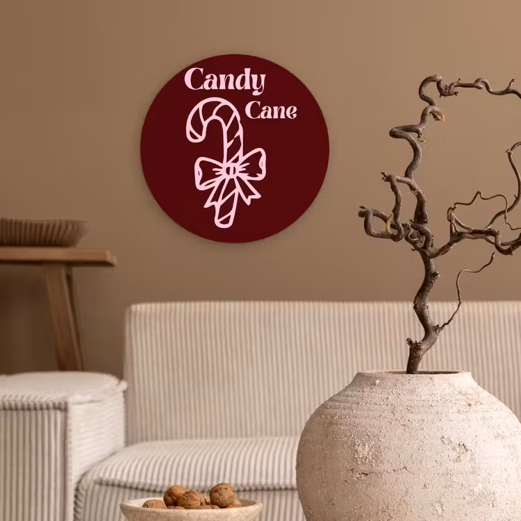 Wandcirkel - Glas - Kerst - Snoep - Tekst - Roze — 2