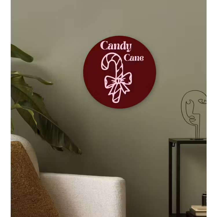 Wandcirkel - Glas - Kerst - Snoep - Tekst - Roze — 3