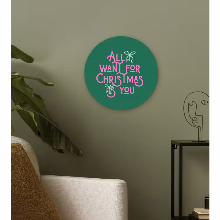 Wandcirkel - Glas - Kerst - Tekst - Roze - Groen — 3