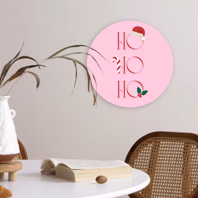 Wandcirkel - Glas - Kerst - Tekst - Roze - Illustratie — 4