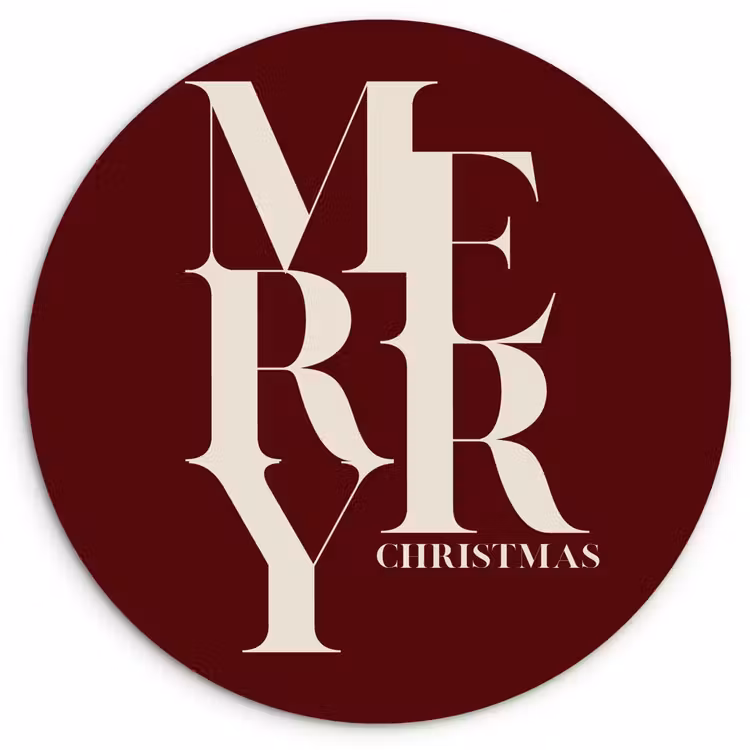 Wandcirkel - Glas - Merry - Tekst - Donker - Rood