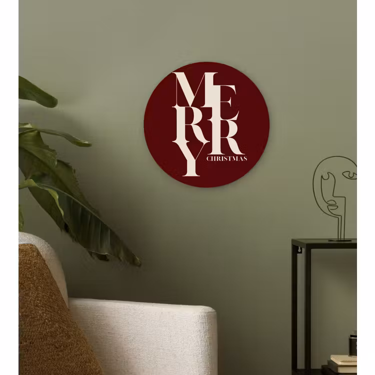 Wandcirkel - Glas - Merry - Tekst - Donker - Rood — 3