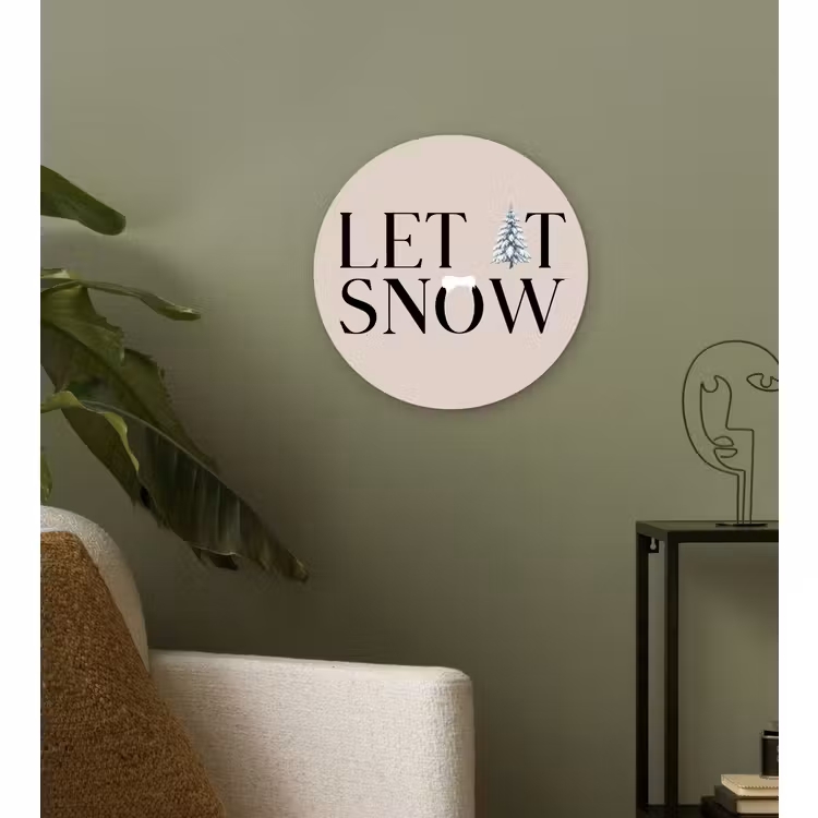 Wandcirkel - Glas - Tekst - Kerst - Sneeuw — 3