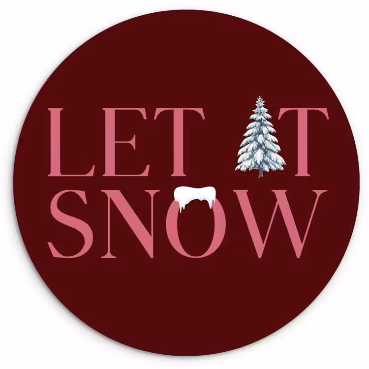 Wandcirkel - Glas - Tekst - Kerst - Sneeuw - Roze