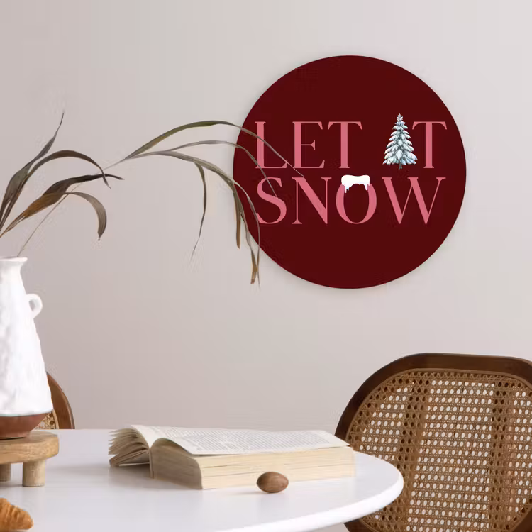 Wandcirkel - Glas - Tekst - Kerst - Sneeuw - Roze — 4