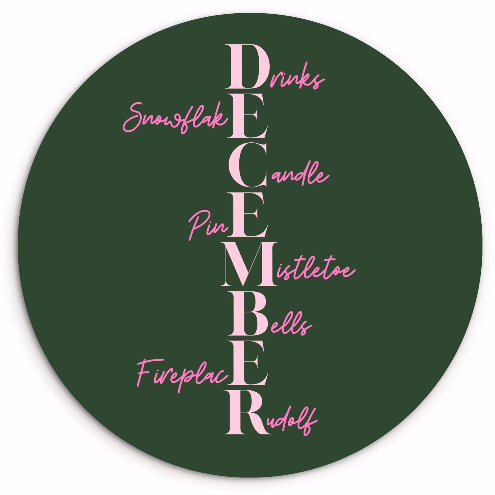 Wandcirkel - Glas - December - Tekst - Kerst - Groen — 1