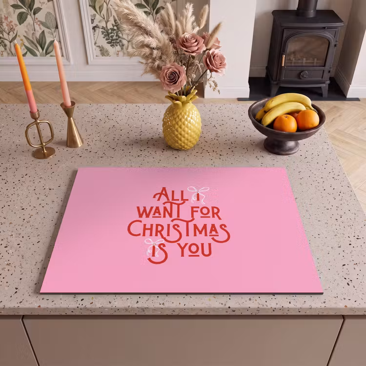 Inductie beschermer - Tekst - Kerst - Roze - Rood — 2