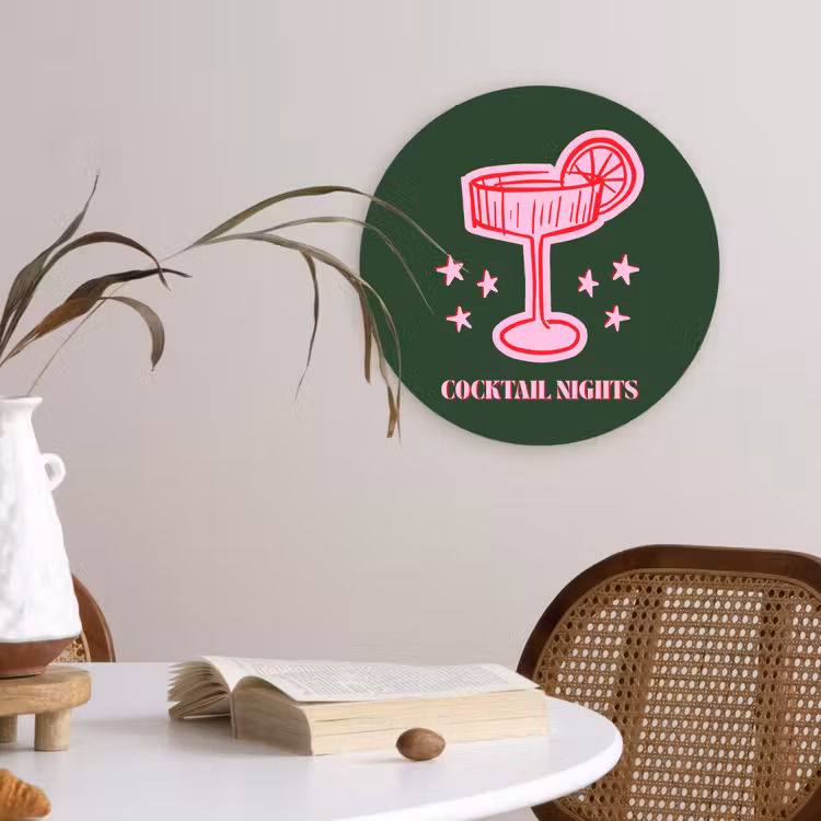 Wandcirkel - Glas - Cocktail - Kerst - Roze - Groen — 4