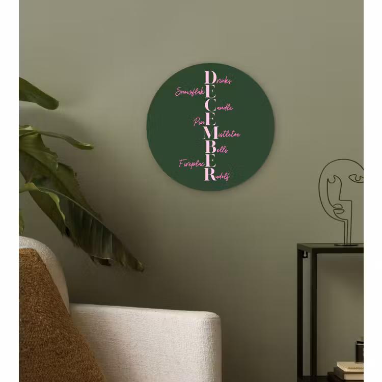 Wandcirkel - Glas - December - Tekst - Kerst - Groen — 3