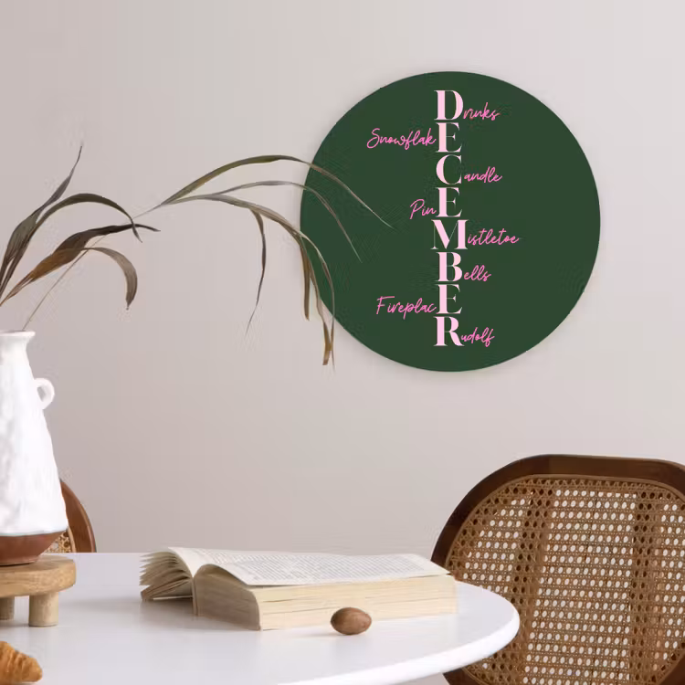Wandcirkel - Glas - December - Tekst - Kerst - Groen — 4