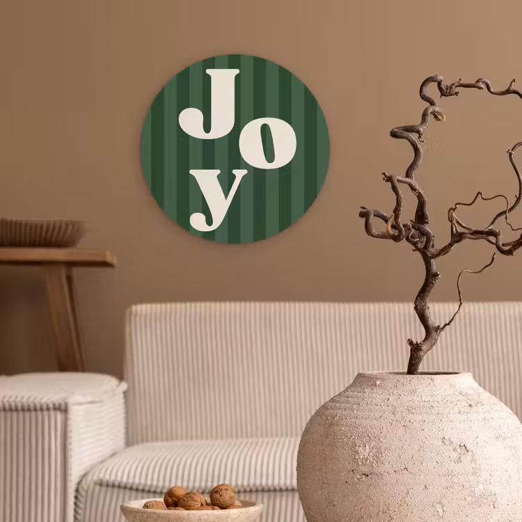 Wandcirkel - Glas - Joy - Kerst - Tekst - Groen — 2