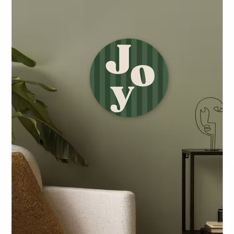 Wandcirkel - Glas - Joy - Kerst - Tekst - Groen — 3
