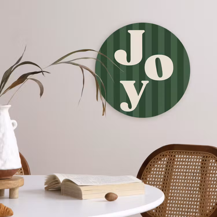 Wandcirkel - Glas - Joy - Kerst - Tekst - Groen — 4