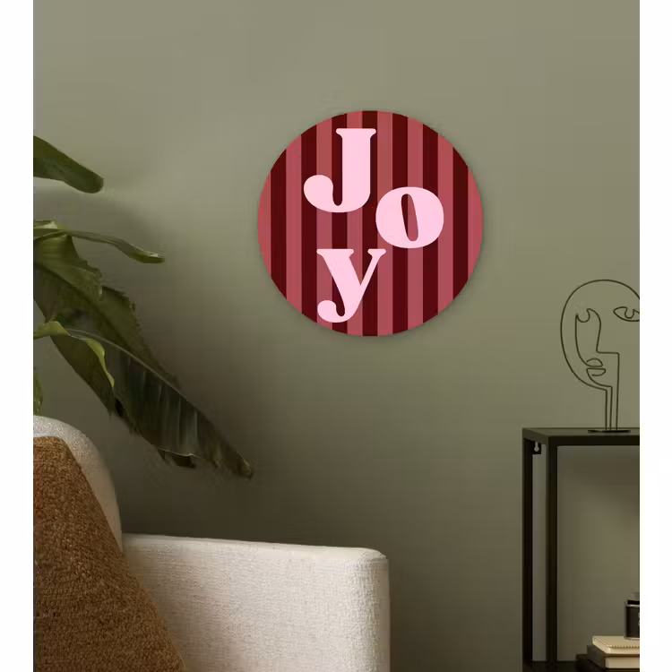 Wandcirkel - Glas - Joy - Kerst - Tekst - Roze — 3