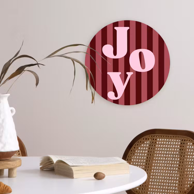 Wandcirkel - Glas - Joy - Kerst - Tekst - Roze — 4