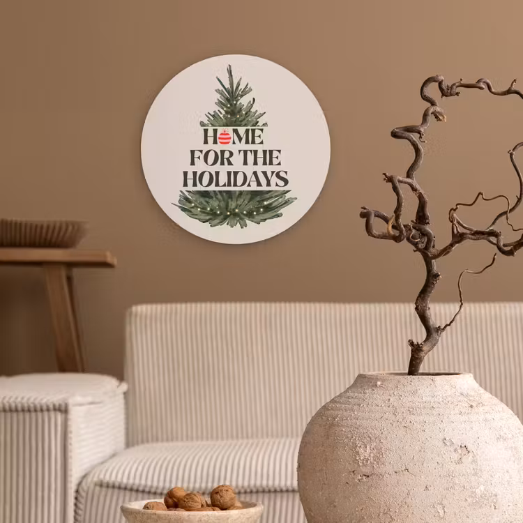 Wandcirkel - Glas - Kerst - Tekst - Kerstboom - Beige — 2