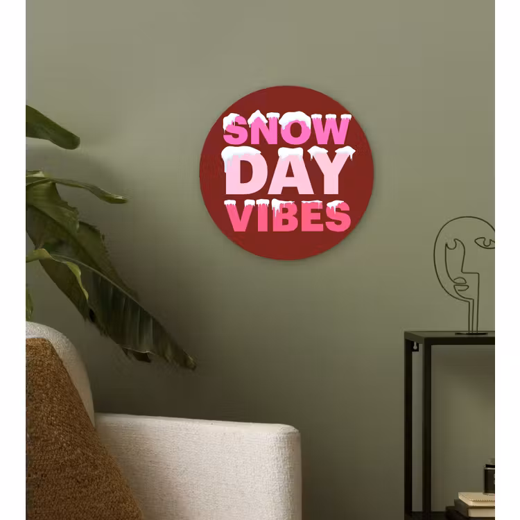 Wandcirkel - Glas - Kerst - Tekst - Sneeuw - Rood - Roze — 3