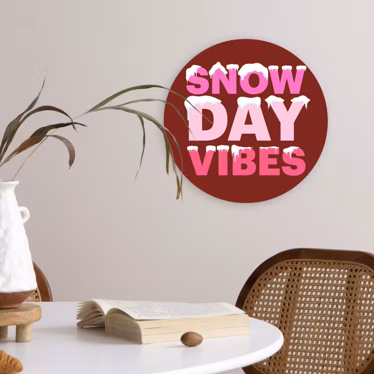 Wandcirkel - Glas - Kerst - Tekst - Sneeuw - Rood - Roze — 4