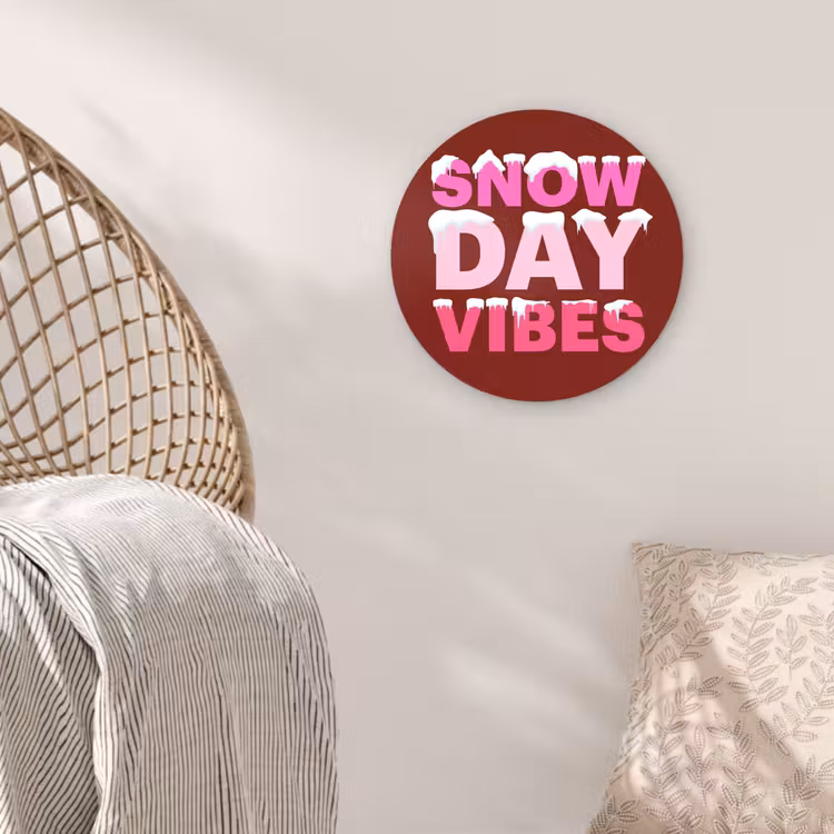 Wandcirkel - Glas - Kerst - Tekst - Sneeuw - Rood - Roze — 5