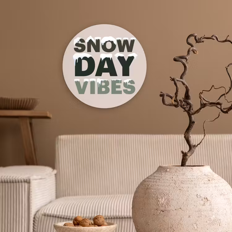Wandcirkel - Glas - Sneeuw - Tekst - Kerst - Beige — 2