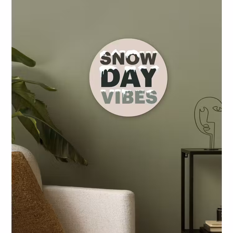 Wandcirkel - Glas - Sneeuw - Tekst - Kerst - Beige — 3