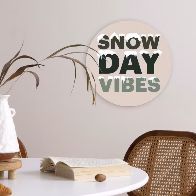 Wandcirkel - Glas - Sneeuw - Tekst - Kerst - Beige — 4