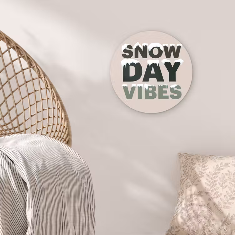 Wandcirkel - Glas - Sneeuw - Tekst - Kerst - Beige — 5