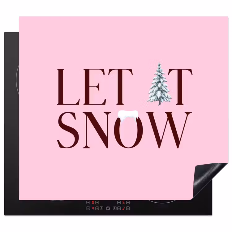 Inductie beschermer - Kerst - Tekst - Sneeuw - Roze — 1