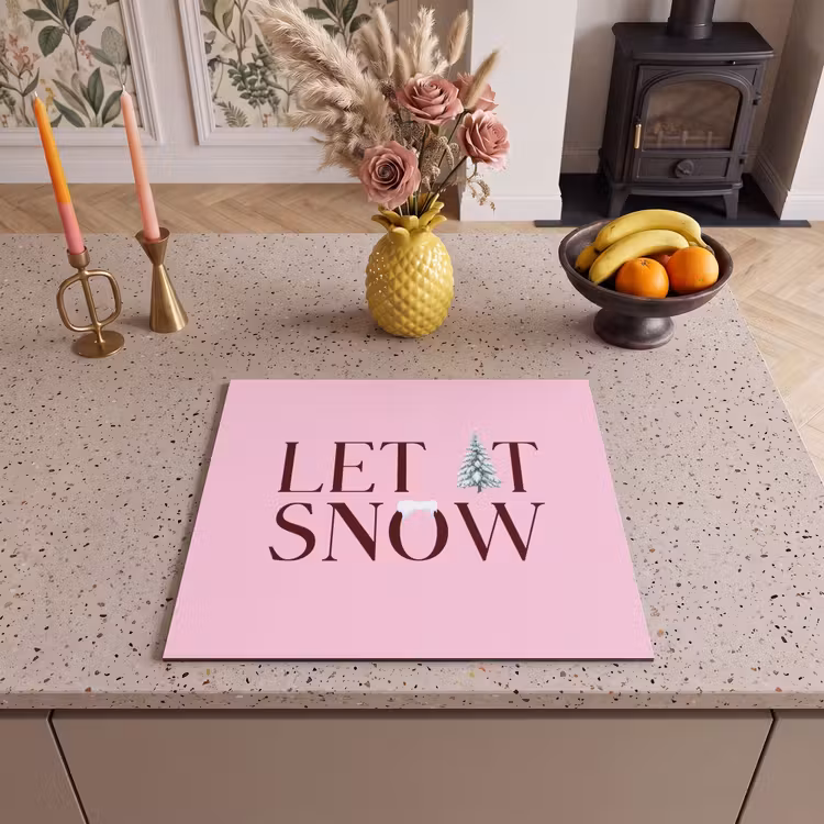 Inductie beschermer - Kerst - Tekst - Sneeuw - Roze — 2