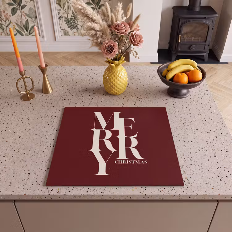 Inductie beschermer - Merry - Tekst - Donker - Rood — 2