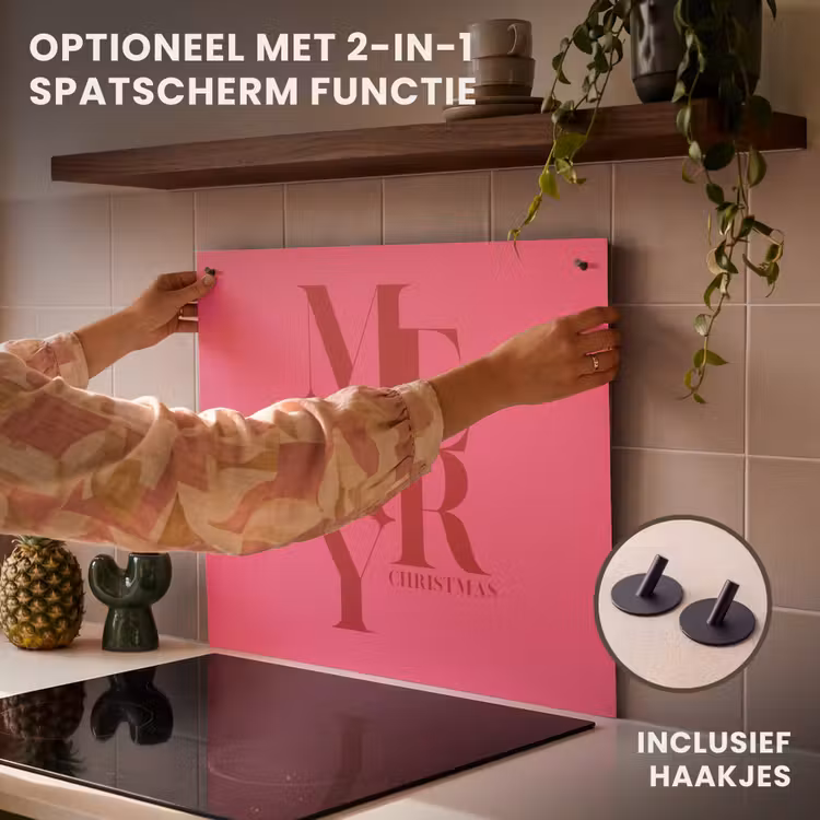 Inductie beschermer - Merry - Tekst - Kerst - Roze — 10