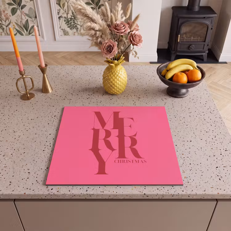 Inductie beschermer - Merry - Tekst - Kerst - Roze — 2