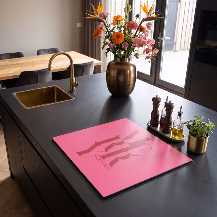 Inductie beschermer - Merry - Tekst - Kerst - Roze — 5