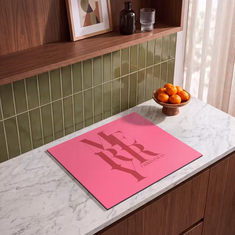 Inductie beschermer - Merry - Tekst - Kerst - Roze — 8