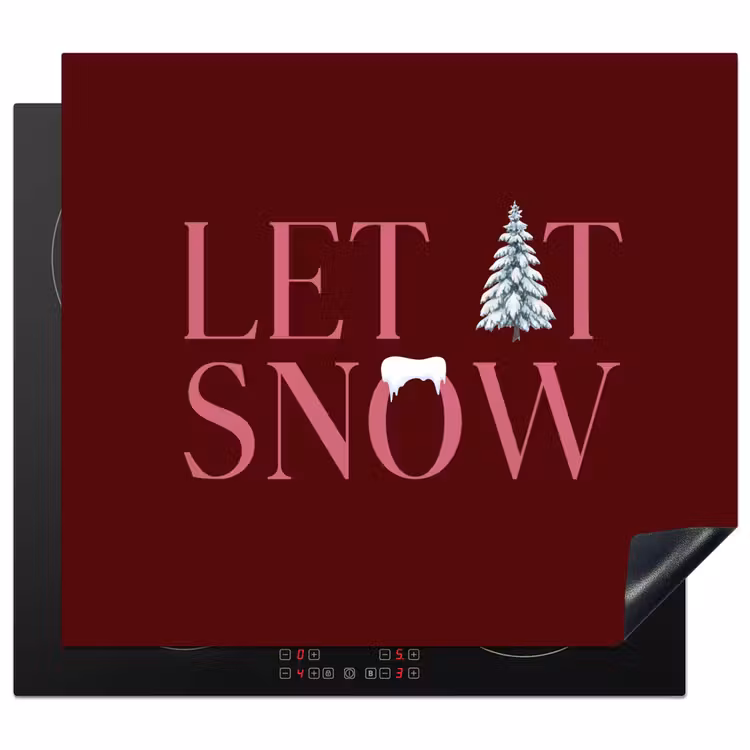 Inductie beschermer - Tekst - Kerst - Sneeuw - Roze — 1