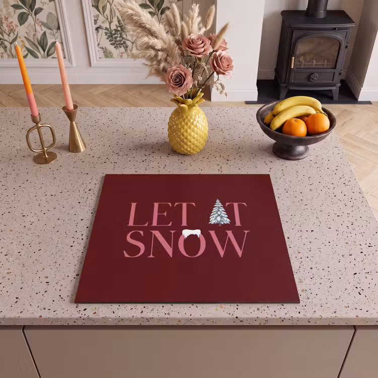 Inductie beschermer - Tekst - Kerst - Sneeuw - Roze — 2