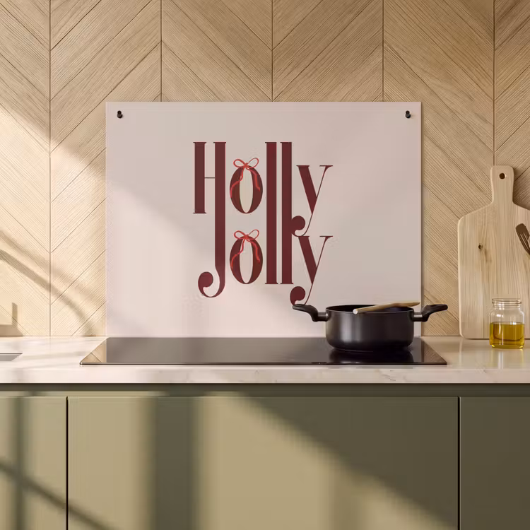 Inductie beschermer en spatscherm (2in1) - Tekst - Kerst - Bruin — 2