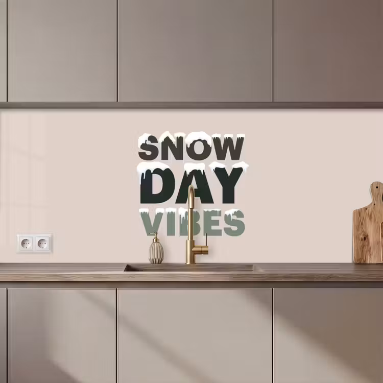 Keuken achterwand - Sneeuw - Tekst - Kerst - Beige — 1