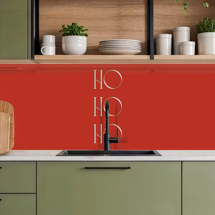 Keuken achterwand - Tekst - Kerst - Modern - Rood — 5