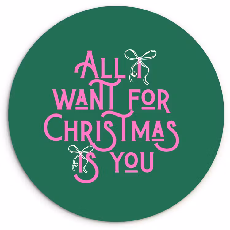 Muurcirkel - Kerst - Tekst - Roze - Groen