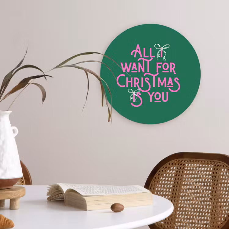 Muurcirkel - Kerst - Tekst - Roze - Groen — 4