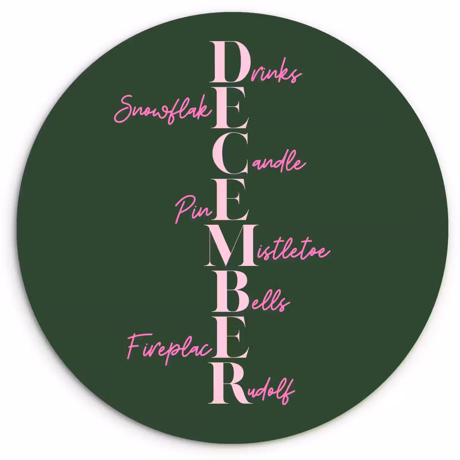 Muurcirkel - December - Tekst - Kerst - Groen — 1