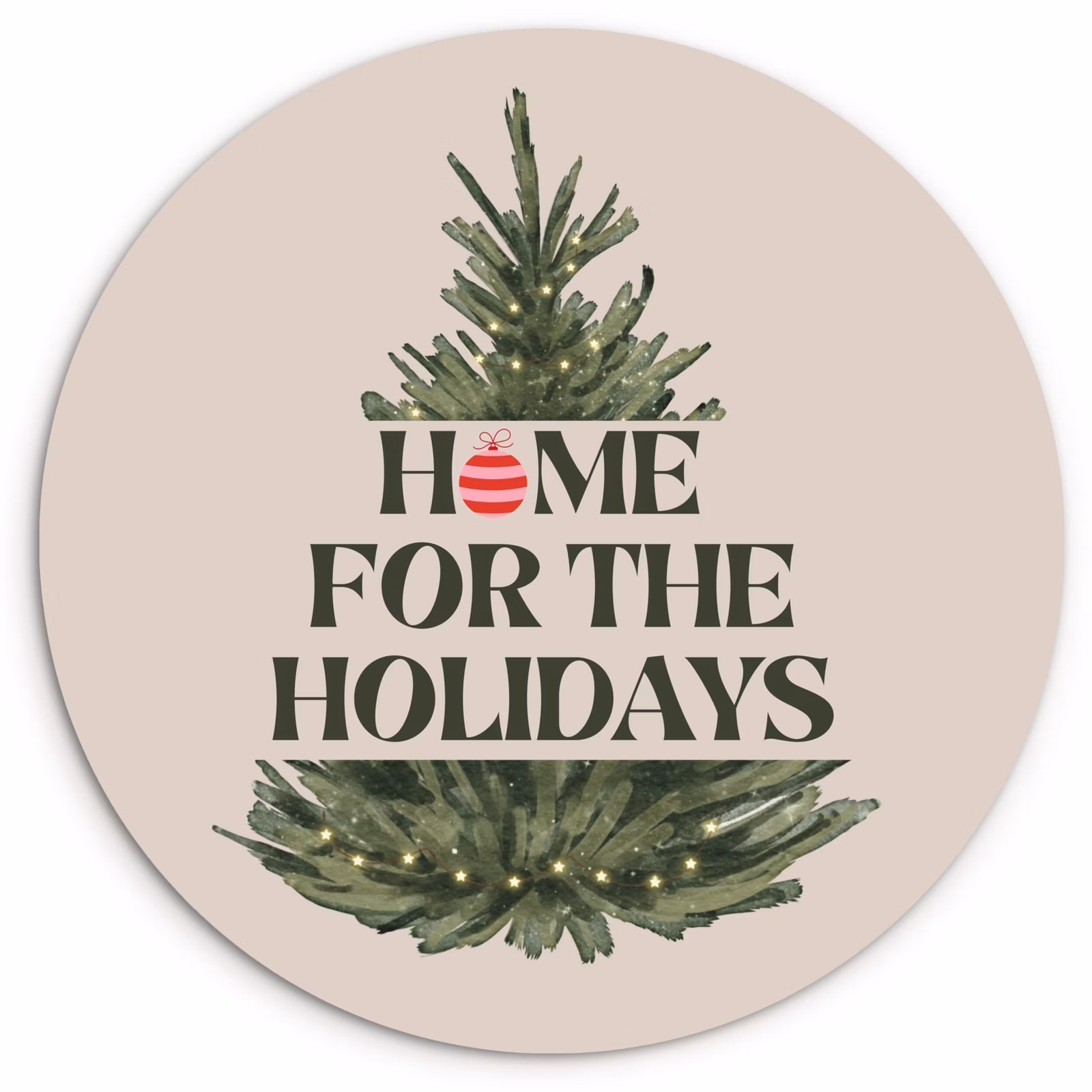 Muurcirkel - Kerst - Tekst - Kerstboom - Beige — 1