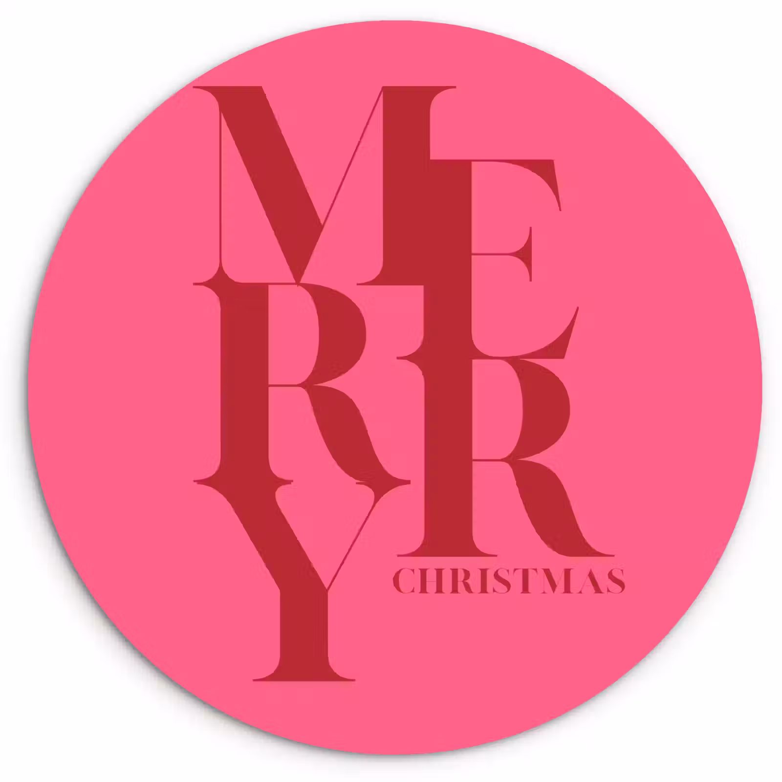 Muurcirkel - Merry - Tekst - Kerst - Roze — 1