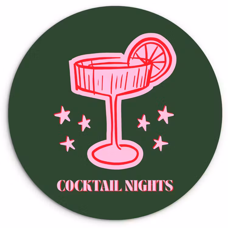 Muurcirkel - Cocktail - Kerst - Roze - Groen