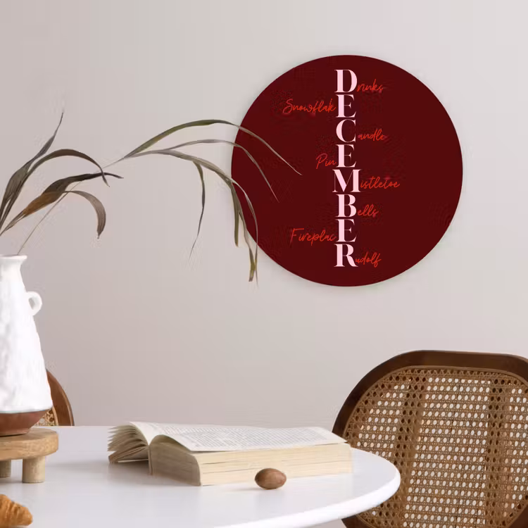 Muurcirkel - December - Tekst - Kerst - Burgundy — 4