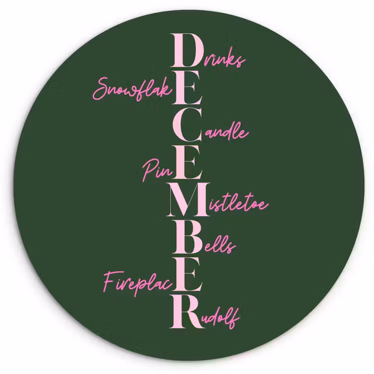 Muurcirkel - December - Tekst - Kerst - Groen