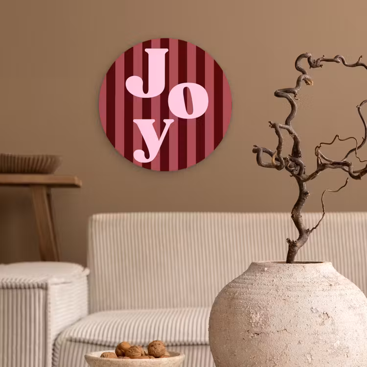 Muurcirkel - Joy - Kerst - Tekst - Roze — 2