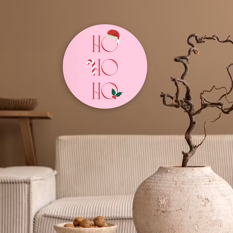 Muurcirkel - Kerst - Tekst - Roze - Illustratie — 2